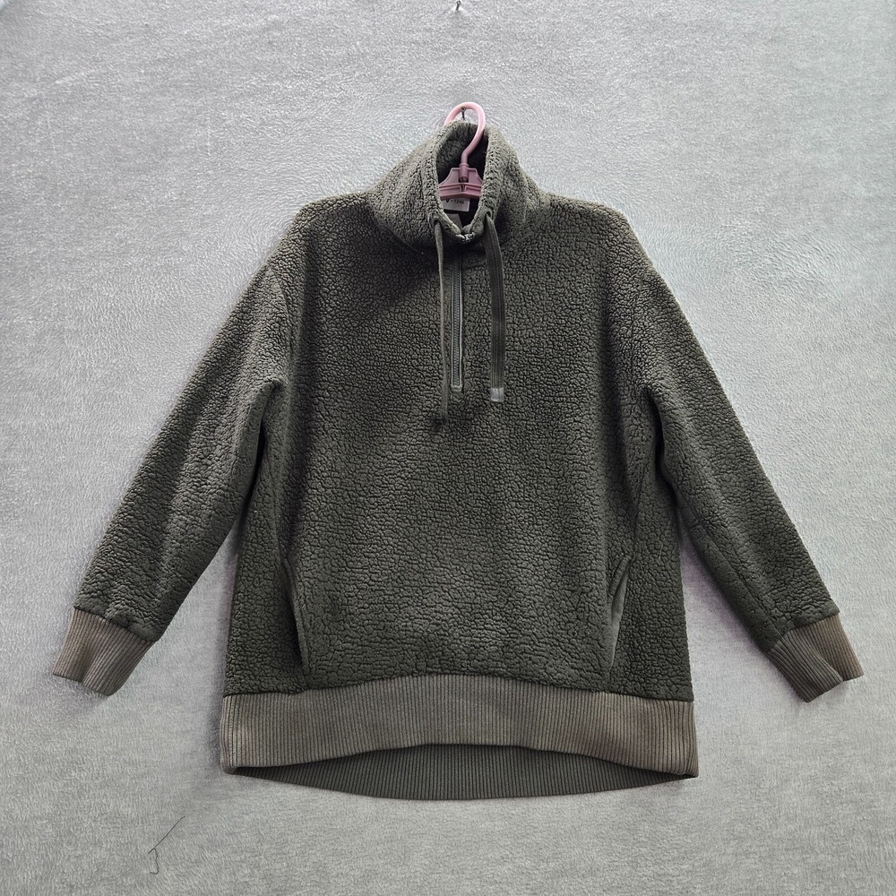 Athleta Women Sweatshirt Small Green Sherpa 1/2‎ Zip Pullover